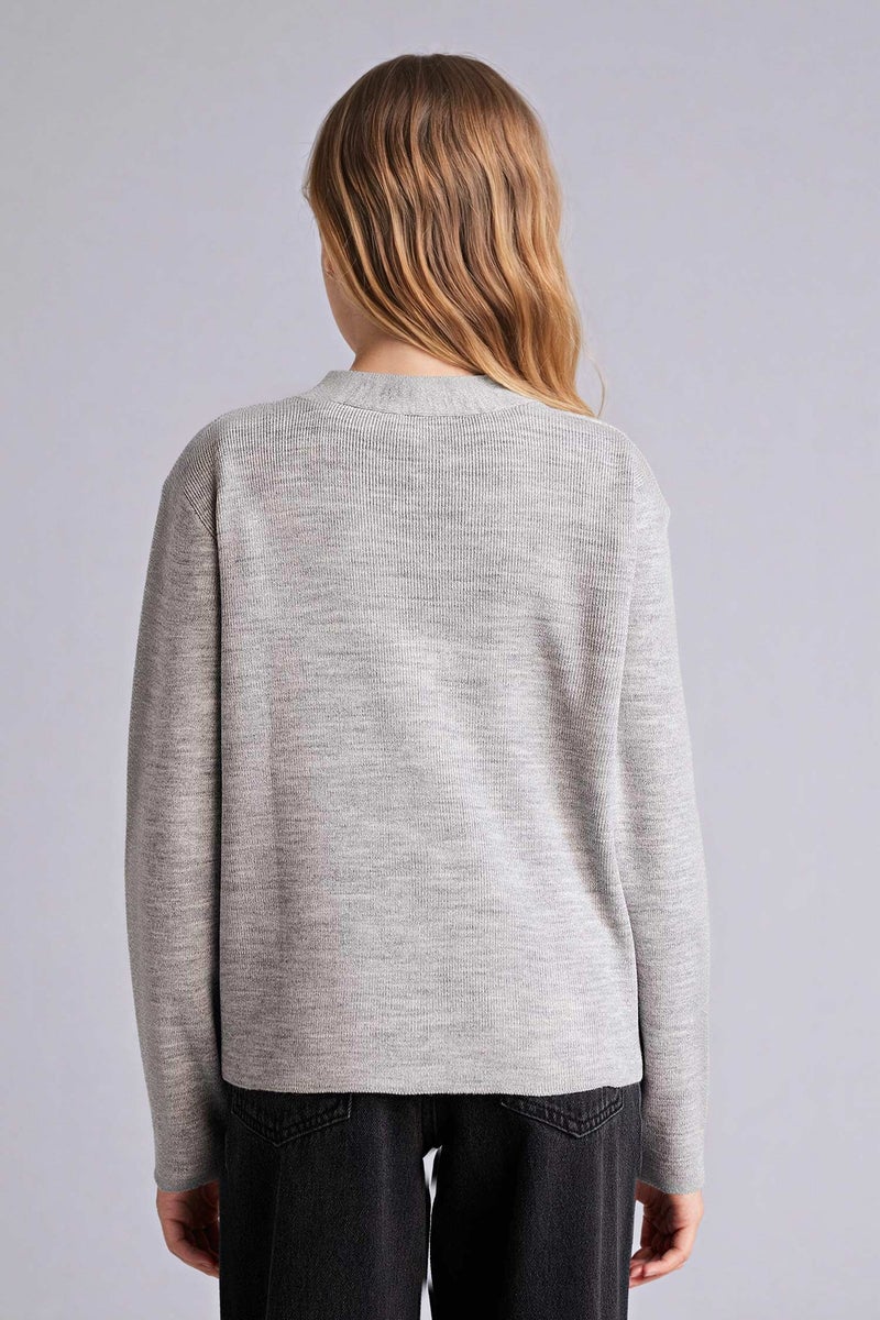 ديفاكتو كارديجان بناتي قصة عادية بياقة V - Image 5